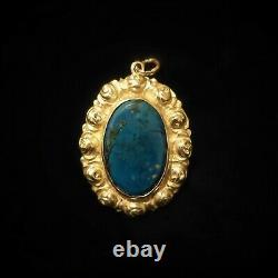 Pendentif Ancien Romantique De Style Art Nouveau En Argent 935 Et Lapis-lazuli