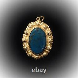 Pendentif Ancien Romantique De Style Art Nouveau En Argent 935 Et Lapis-lazuli