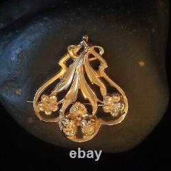 Pendentif ou Broche Ancien(ne) Bouquet De Fleur /Or 750? (18K) Style Art Nouveau