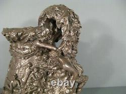 Pichet Style Art Nouveau Bronze Argenté Décor Nymphes Et Satyre Signé Ebrard
