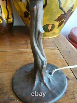 Pied de lampe ancien, style Art Nouveau, en bronze, en forme d'arbre #1026#