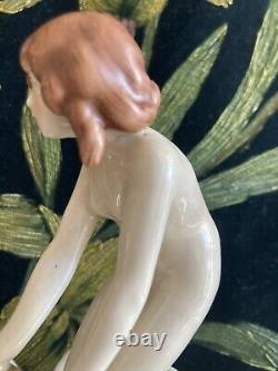 Porcelaine Style Art Nouveau Royal Dux Femme Fleur De Lotus