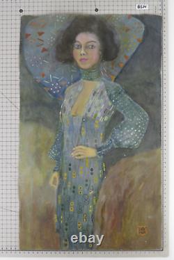 Portrait De Dame Style Art Nouveau Vieux tableau Peinture Signé Reynaud Bsn