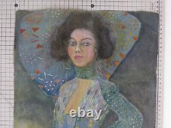 Portrait De Dame Style Art Nouveau Vieux tableau Peinture Signé Reynaud Bsn