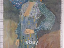 Portrait De Dame Style Art Nouveau Vieux tableau Peinture Signé Reynaud Bsn