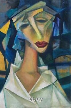 Portrait de style art nouveau style Kandinsky. Acrylique carton. 70 x 100 cm