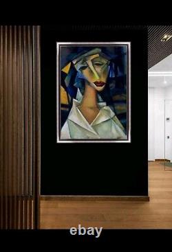 Portrait de style art nouveau style Kandinsky. Acrylique carton. 70 x 100 cm