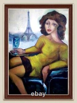 Portrait de style art nouveau style Kandinsky. Acrylique carton. 70 x 50cm