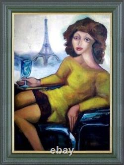 Portrait de style art nouveau style Kandinsky. Acrylique carton. 70 x 50cm