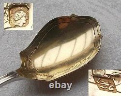 Rare Élégant Cuillère Présentant Style Art Nouveau 950er Sterling De France