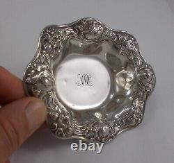 Rare Élégant Écrou Praline Petit Bol Style Art Nouveau 925er Argent Sterling