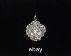 Rare Élégant Pendentif Style Art Nouveau Avec Portrait de Femme 800er Argent #3