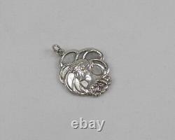 Rare Élégant Pendentif Style Art Nouveau Avec Portrait de Femme 800er Argent #3