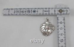 Rare Élégant Pendentif Style Art Nouveau Avec Portrait de Femme 800er Argent #3