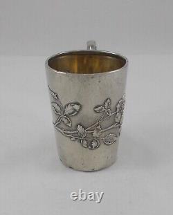 Rare Élégant Tasse à Anse Style Art Nouveau De 800er Argent F. Mosgau Um 1900