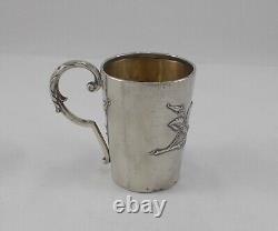 Rare Élégant Tasse à Anse Style Art Nouveau De 800er Argent F. Mosgau Um 1900