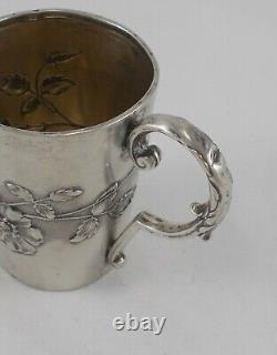 Rare Élégant Tasse à Anse Style Art Nouveau De 800er Argent F. Mosgau Um 1900