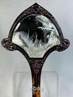 Rare Miroir Face A Main Art Nouveau 1900 Ecaille Signe L Percheron Style Lalique