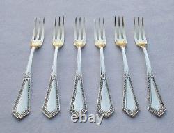 Rare Set 6 Fromage Obst-Gabeln Style Art Nouveau De 800er Argent Wilkens & Soe