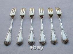 Rare Set 6 Fromage Obst-Gabeln Style Art Nouveau De 800er Argent Wilkens & Soe