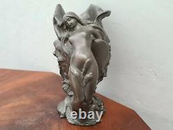 STYLE LIBERTY's NAKED WOMAN 1900 ETAIN ART NOUVEAU Signé