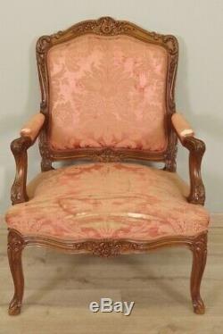 Salon noyer 4 fauteuils 1 canapé style Louis XV dossier à la Reine