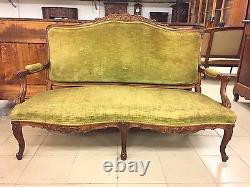 Salon noyer 4 fauteuils 2 chaises style Louis XV