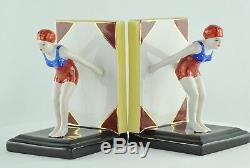 Serre-Livres Figurine Baigneuse Pin-up Sexy Plongeuse Style Art Deco Porcelaine