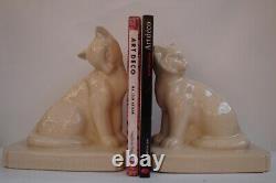 Serre-Livres Figurine Chat Animalier Style Art Deco Style Art Nouveau Craquele