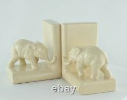 Serre-Livres Figurine Elephants Animalier Style Art Deco Porcelaine Emaux