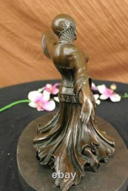 Signée Bronze Style Art Nouveau Deco Chiparus Figurine Statue Très Grand Gift Nr