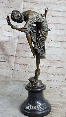 Signée Bronze Style Art Nouveau Deco Chiparus Statue Figurine Sculpture Art