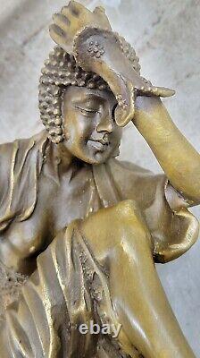 Signée Bronze Style Art Nouveau Deco Chiparus Statue Figurine Sculpture Art