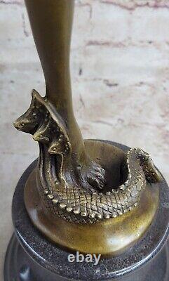 Signée Bronze Style Art Nouveau Deco Chiparus Statue Figurine Sculpture Art