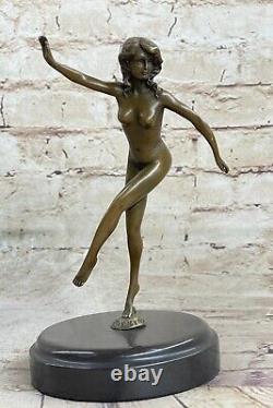 Signée Bronze Style Art Nouveau Deco Chiparus Statue Figurine Sculpture Chair