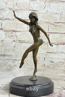 Signée Bronze Style Art Nouveau Deco Chiparus Statue Figurine Sculpture Chair