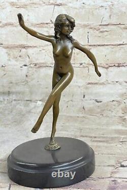 Signée Bronze Style Art Nouveau Deco Chiparus Statue Figurine Sculpture Chair