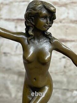 Signée Bronze Style Art Nouveau Deco Chiparus Statue Figurine Sculpture Chair