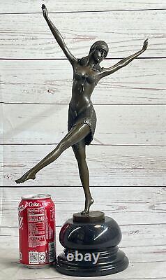 Signée Bronze Style Art Nouveau Deco Chiparus Statue Figurine Sculpture Dec