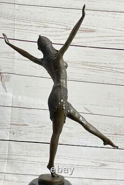 Signée Bronze Style Art Nouveau Deco Chiparus Statue Figurine Sculpture Dec