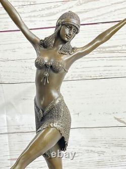 Signée Bronze Style Art Nouveau Deco Chiparus Statue Figurine Sculpture Dec