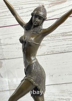 Signée Bronze Style Art Nouveau Deco Chiparus Statue Figurine Sculpture Dec