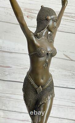 Signée Bronze Style Art Nouveau Deco Chiparus Statue Figurine Sculpture Dec