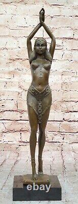 Signée Bronze Style Art Nouveau Deco Chiparus Statue Figurine Sculpture Figurine