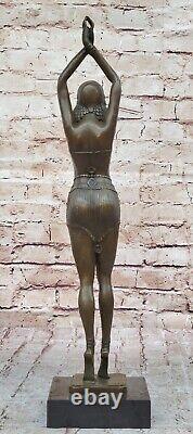 Signée Bronze Style Art Nouveau Deco Chiparus Statue Figurine Sculpture Figurine