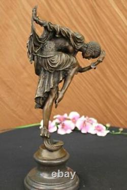 Signée Bronze Style Art Nouveau Deco Chiparus Statue Figurine Sculpture Large