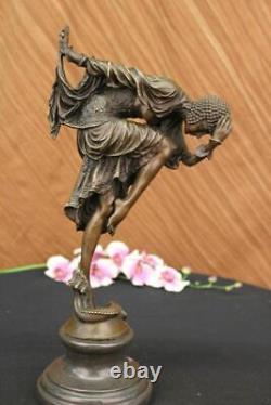 Signée Bronze Style Art Nouveau Deco Chiparus Statue Figurine Sculpture Large