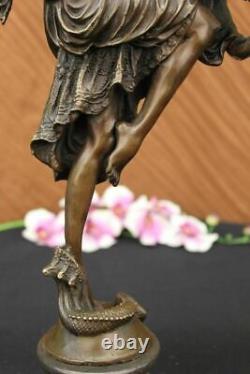 Signée Bronze Style Art Nouveau Deco Chiparus Statue Figurine Sculpture Large