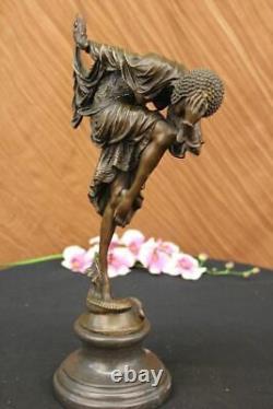 Signée Bronze Style Art Nouveau Deco Chiparus Statue Figurine Sculpture Large