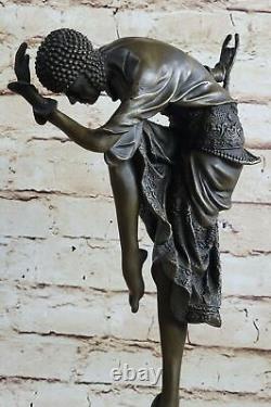 Signée Bronze Style Art Nouveau Deco Chiparus Statue Figurine Sculpture Nr